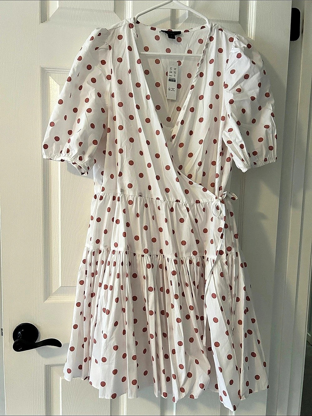 J.Crew Puff-sleeve cotton poplin wrap dress in white rose dot